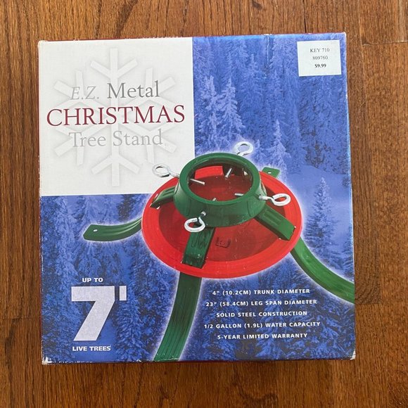 Home Logic Metal Christmas Tree Stand Up to 7 Ft Holiday Red Green New - Picture 7 of 10